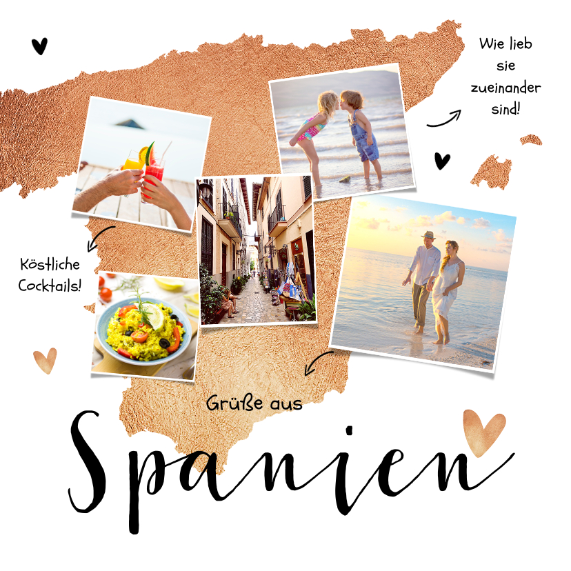 Grußkarten - Urlaubskarte Grüße aus Spanien mit Fotos