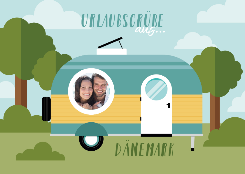 Grußkarten - Urlaubskarte Wohnwagen mit eigenem Foto