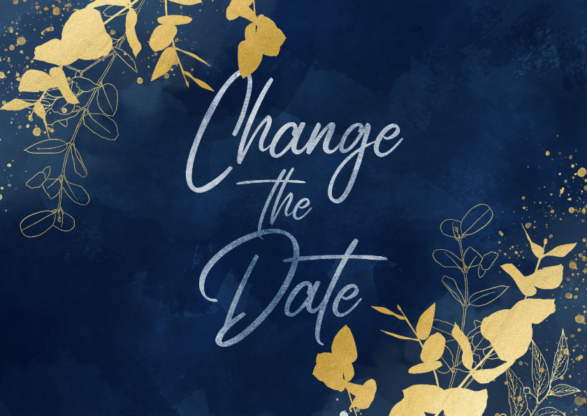 Hochzeitskarten - Change-the-Date-Karte Hochzeit Eukalyptus Goldlook