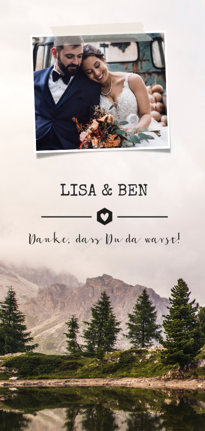 Hochzeitskarten - Dankeskarte zur Hochzeit Landschaft und Foto