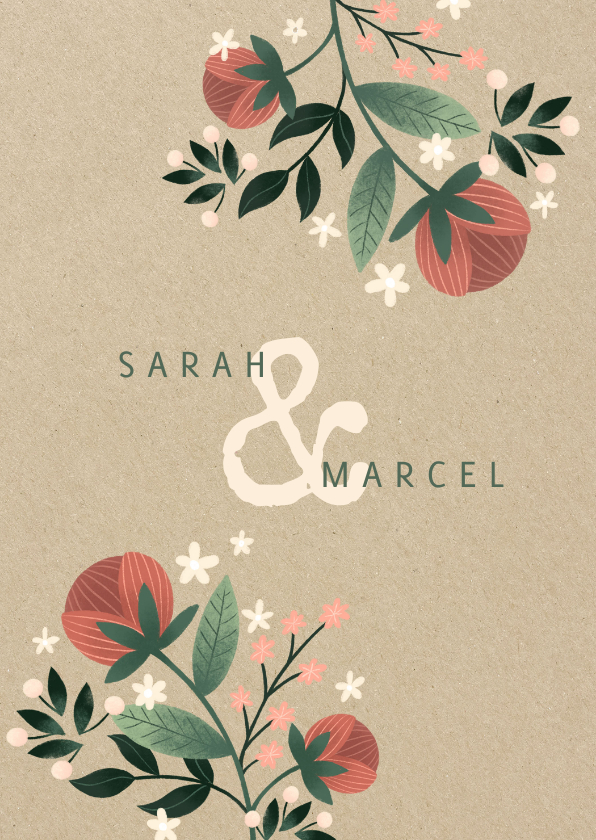 Hochzeitskarten - Einladungskarte zur Hochzeit im botanischen Look 