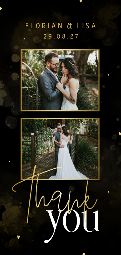 Hochzeitskarten - Foto-Dankeskarte zur Hochzeit elegantes Schwarz