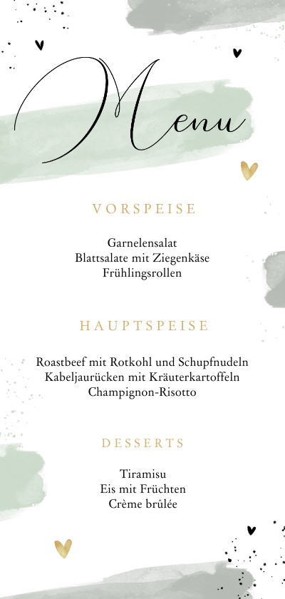 Hochzeitskarten - Hochzeits-Menükarte Aquarell & Typografie