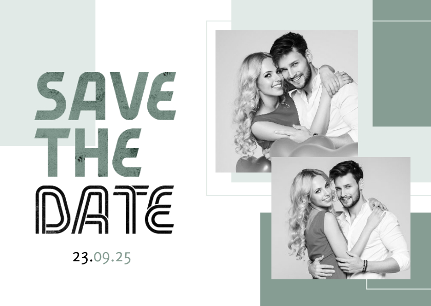 Hochzeitskarten - Save-the-Date-Karte Hochzeit Design abstrakt eigene Fotos