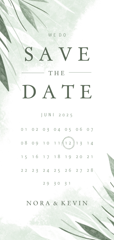 Hochzeitskarten - Save-the-Date-Karte Hochzeit zierliche Blätter