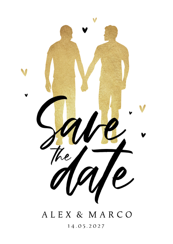 Hochzeitskarten - Save-the-Date-Karte Männer in Silhouette