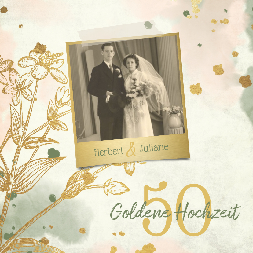 Jubiläumskarten - Einladung Goldene Hochzeit Retrolook Foto