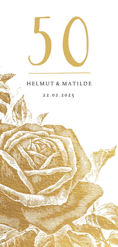 Jubiläumskarten - Einladung zum Hochzeitsjubiläum goldene Rose