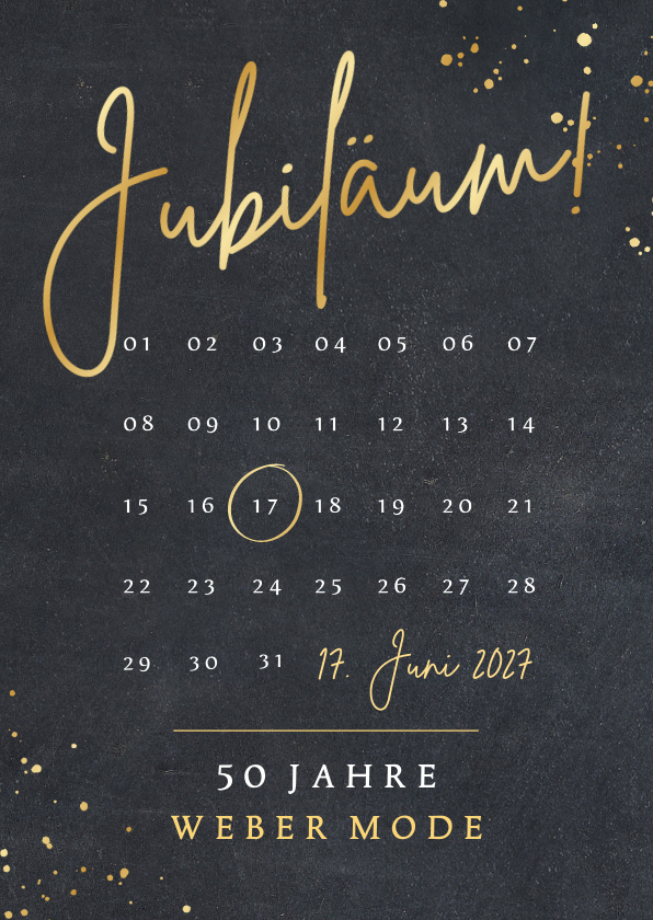 Jubiläumskarten - Einladung zur Jubiläumsfeier mit Kalender