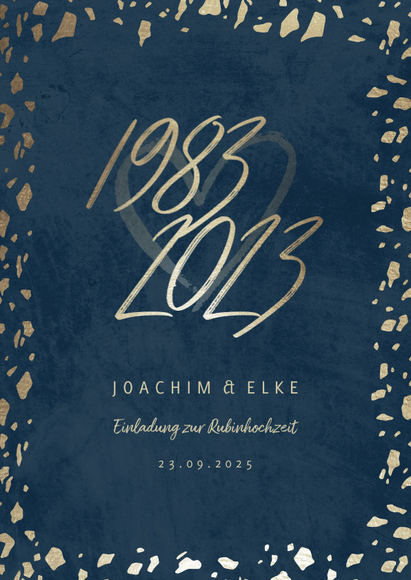 Jubiläumskarten - Einladungskarte Rubinhochzeit 1982-2022