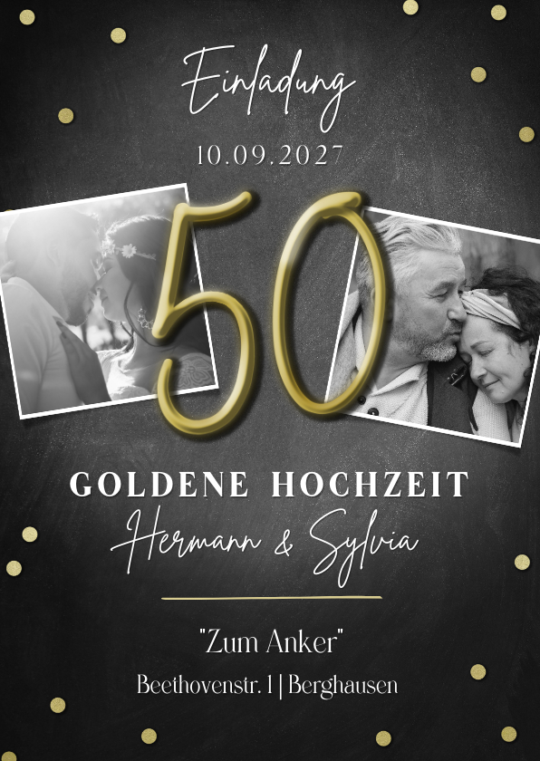 Jubiläumskarten - Foto-Einladungskarte goldene Hochzeit