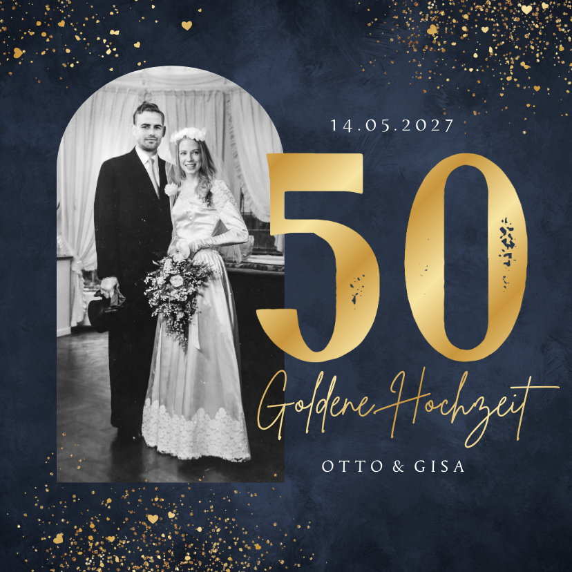 Jubiläumskarten - Fotokarte Einladung goldene Hochzeit 50 Jahre