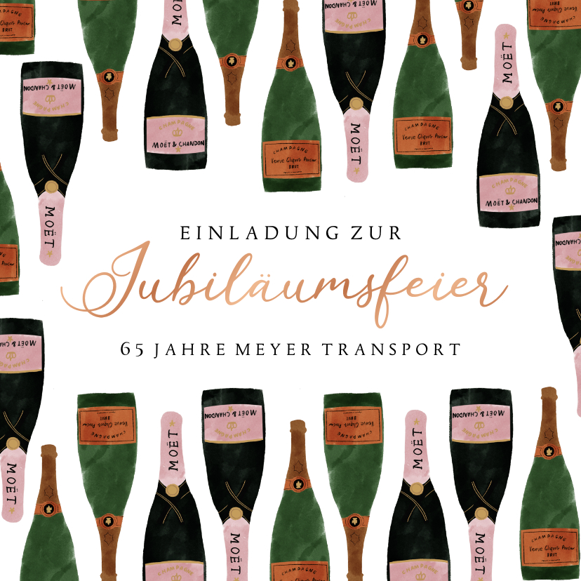 Jubiläumskarten - Jubiläumskarte Firma Champagnerflaschen