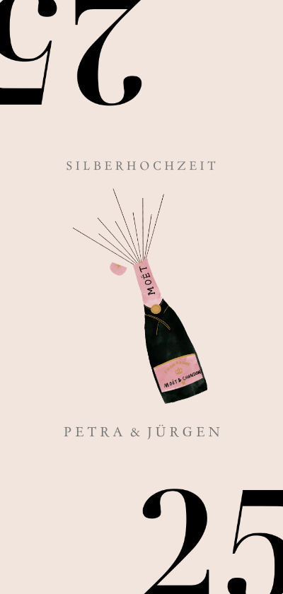 Jubiläumskarten - Silberhochzeit Einladungskarte Champagner