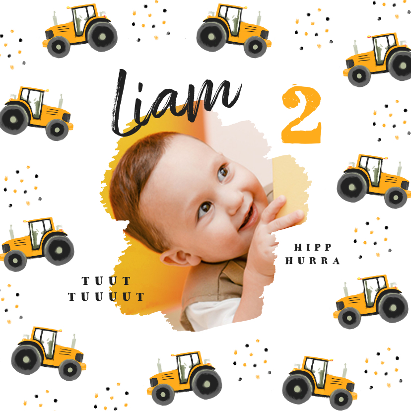Kindergeburtstag - Einladung Kindergeburtstag gelbe Traktoren