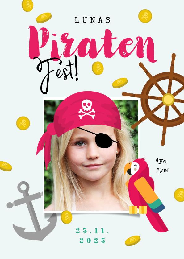 Kindergeburtstag - Einladung Piraten-Kindergeburtstag Mädchen
