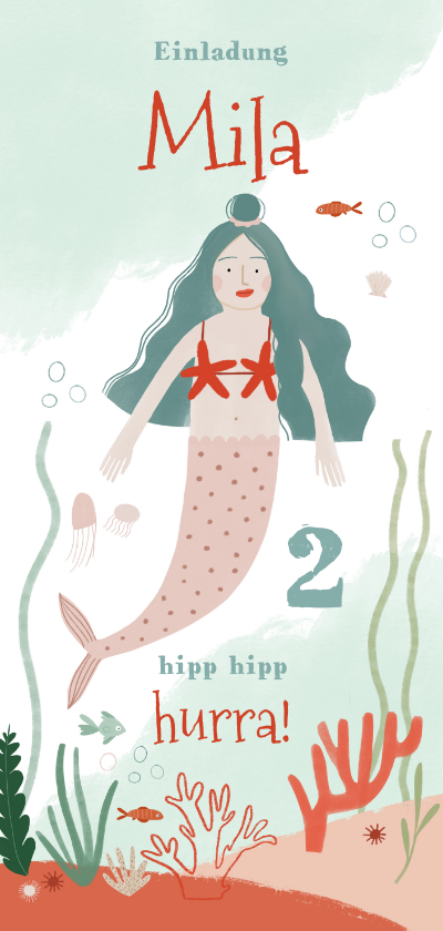 Kindergeburtstag - Einladungskarte Meerjungfrauen Geburtstag