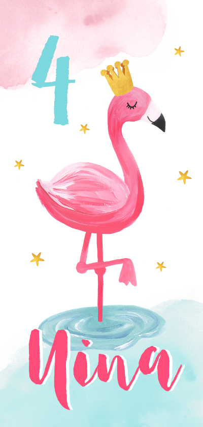 Kindergeburtstag - Flamingo-Einladungskarte zum Kindergeburtstag