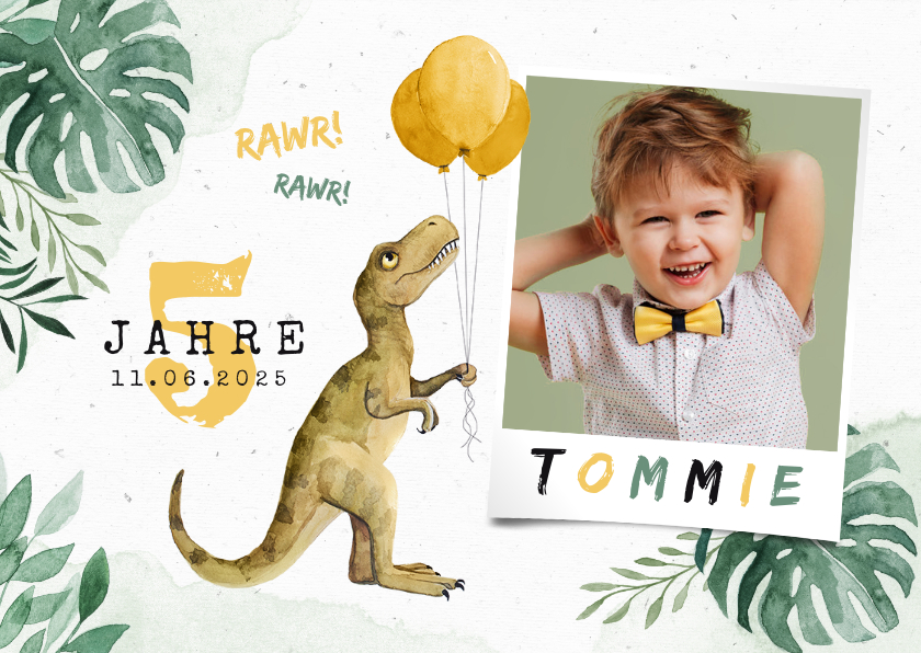 Kindergeburtstag - Niedliche Einladung Kindergeburtstag - Dinosaurierparty 