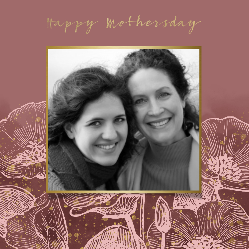 Muttertagskarten - Grußkarte 'happy mothersday' mit Foto und Blumen