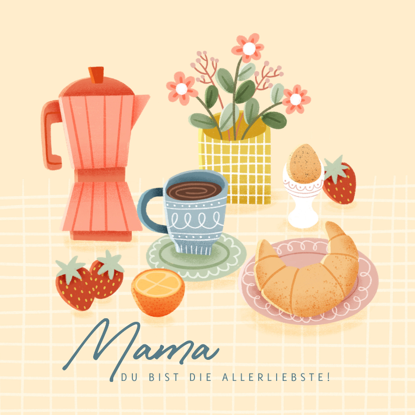 Muttertagskarten - Muttertagskarte Frühstückstisch und Foto innen
