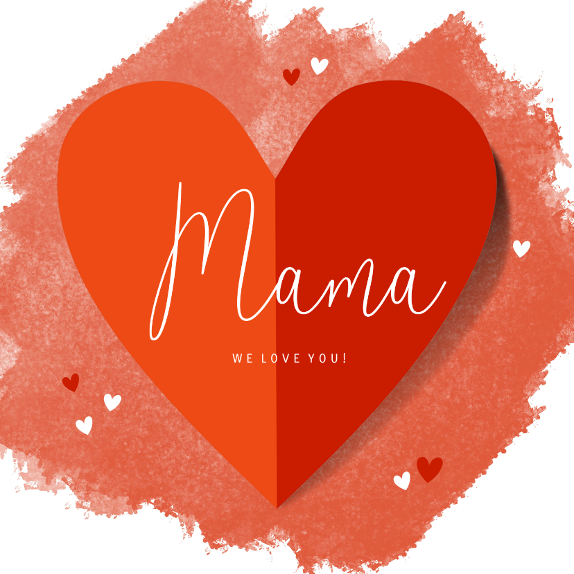 Muttertagskarten - Muttertagskarte großes Herz auf Wasserfarbe
