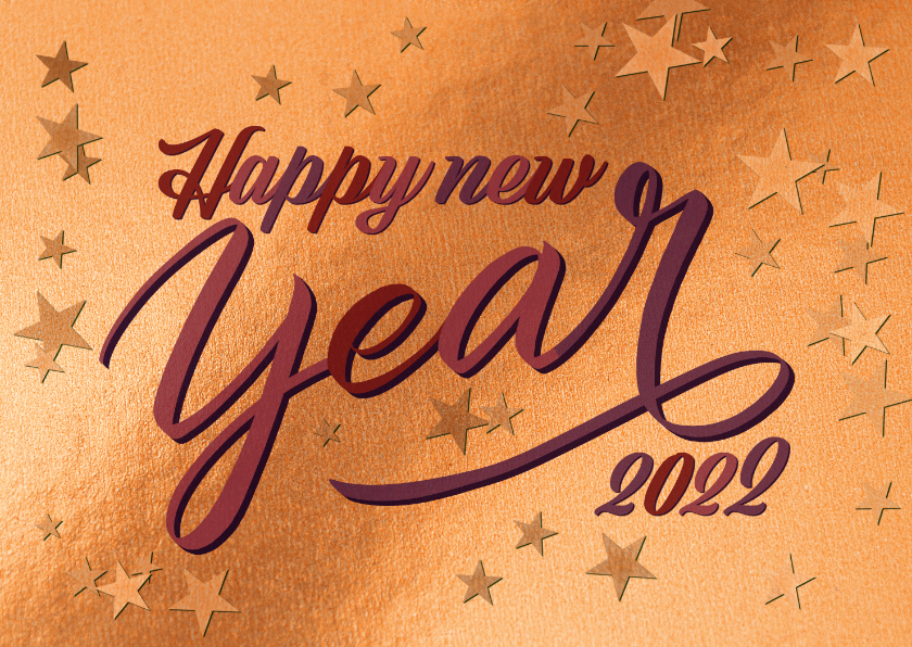 Neujahrskarten - Geschäftliche Kupfer Neujahrskarte 'Happy New Year' 