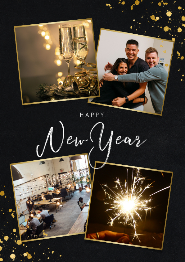 Neujahrskarten - Geschäftliche Neujahrskarte 4 Fotos und Happy New Year