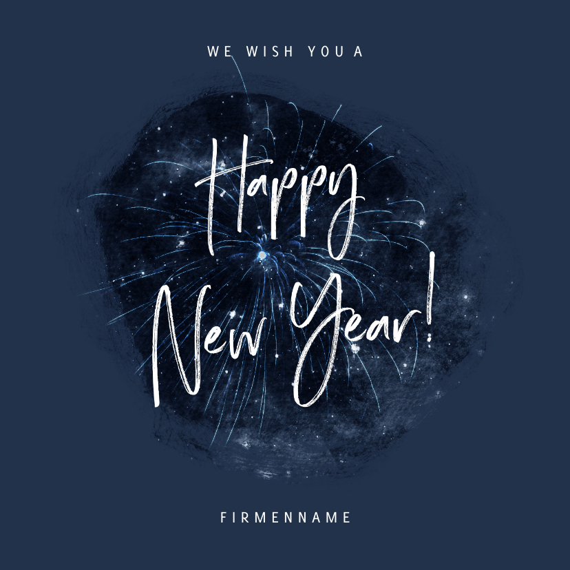 Neujahrskarten - Geschäftliche Neujahrskarte Happy New Year mit Feuerwerk