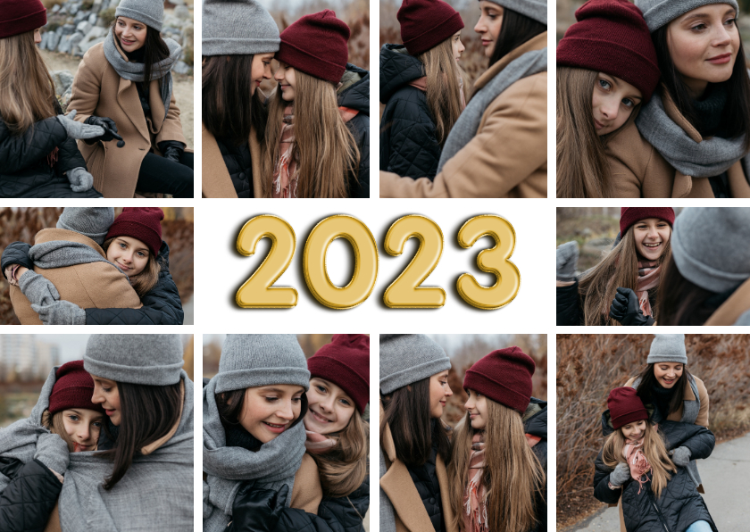 Neujahrskarten - Neujahrskarte 2022 Folienballon und Fotocollage