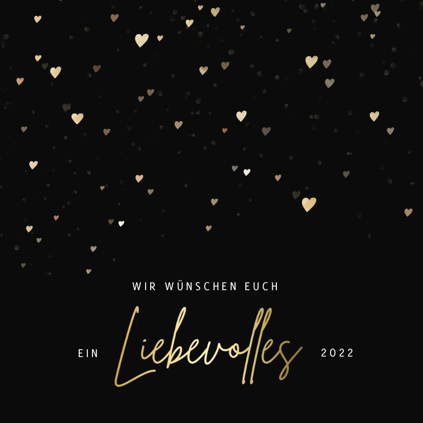 Neujahrskarten - Neujahrskarte goldene Herzen 'liebevolles 2022'