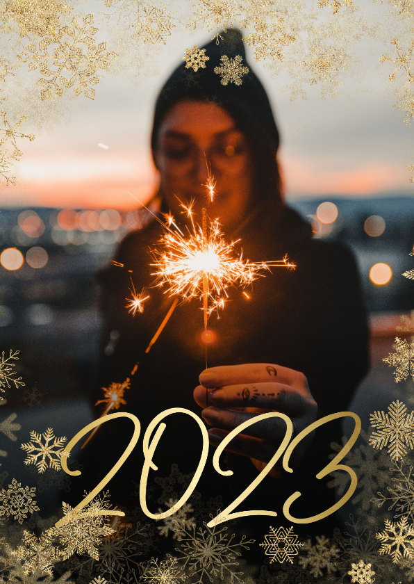 Neujahrskarten - Neujahrskarte großes Foto, 2022 und Schneeflocken