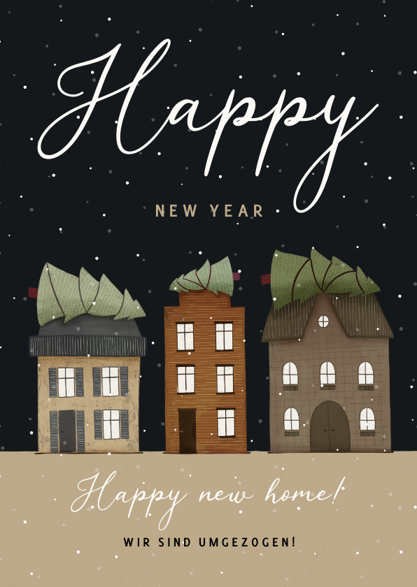 Neujahrskarten - Neujahrskarte 'Happy new Home' Häuserreihe