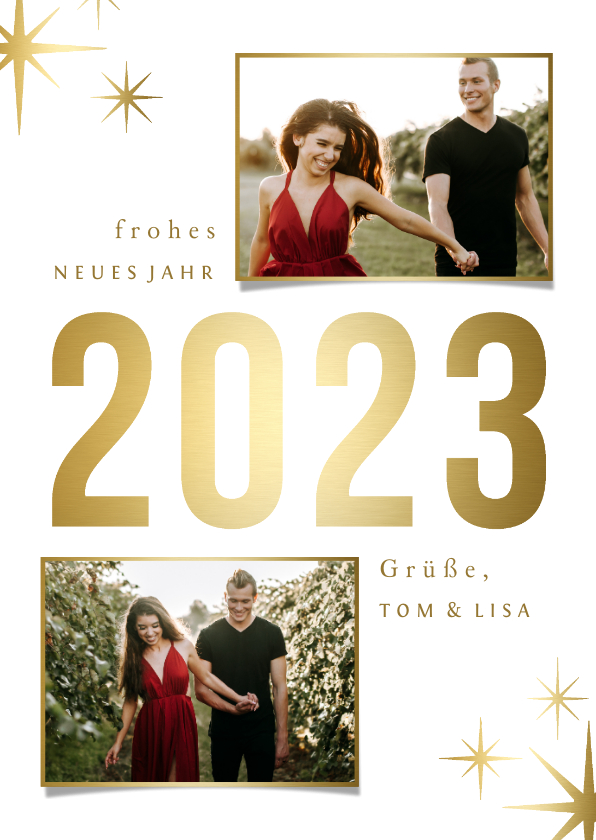 Neujahrskarten - Neujahrskarte 'sparkle 2022' mit 2 Fotos