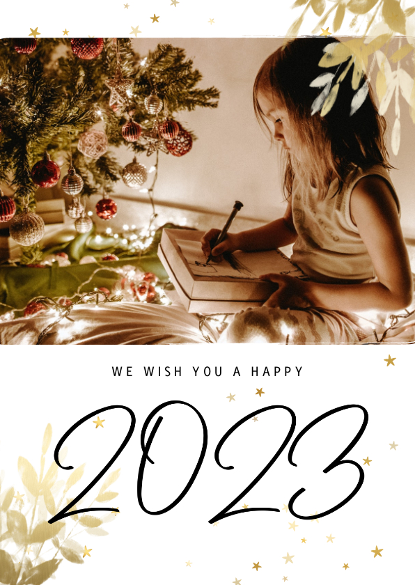 Neujahrskarten - Weihnachtskarte 2022, Foto, Sterne und Zweige
