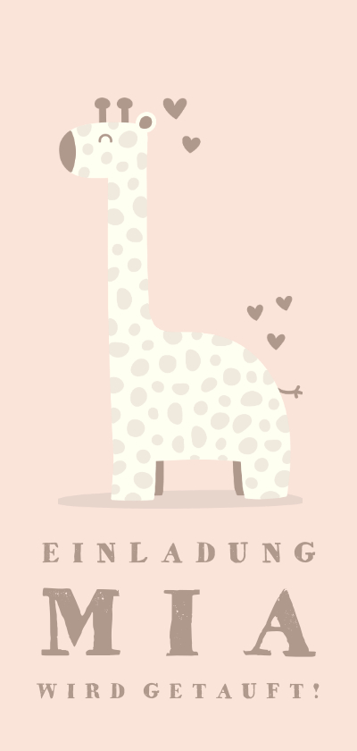Taufkarten - Einladungskarte Taufe Giraffe rosa Foto innen
