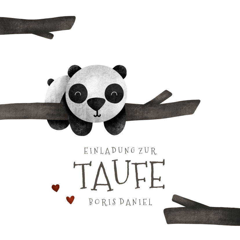 Taufkarten - Einladungskarte zur Taufe Pandabär im Baum