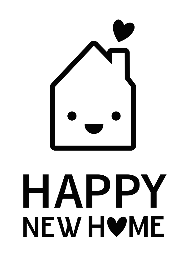 Umzugskarten - Umzugskarte fröhliches Haus 'Happy New Home'