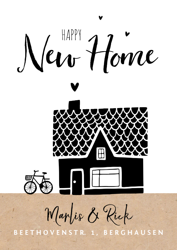 Umzugskarten - Umzugskarte mit Haus und Fahrrad