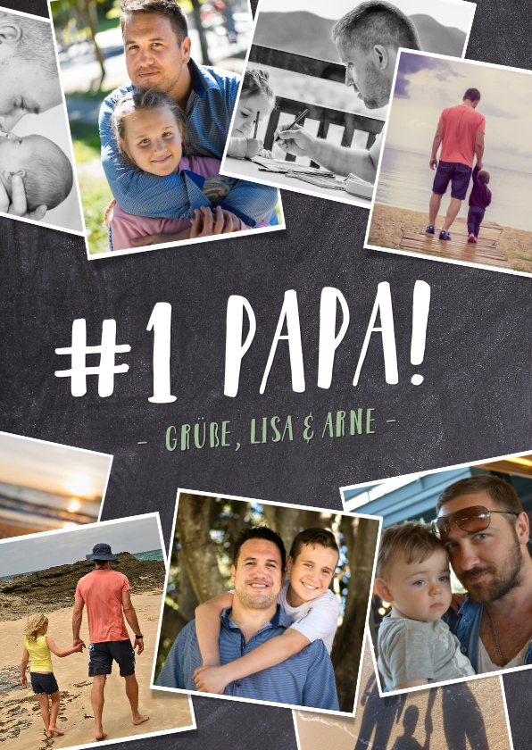 Vatertagskarten - Vatertagskarte '# 1 PAPA!' mit Fotos