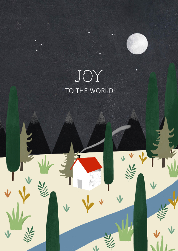 Weihnachtskarten - Christliche Weihnachtskarte 'Joy the world' mit Landschaft