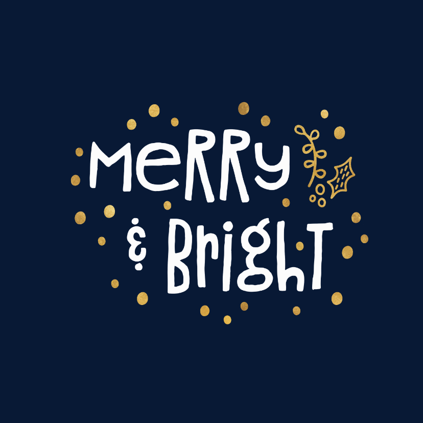 Weihnachtskarten - Dunkelblaue Weihnachtskarte 'Merry & Bright'