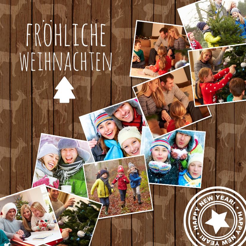 Weihnachtskarten - Foto-Weihnachtskarte mit 10 Fotos auf Holz