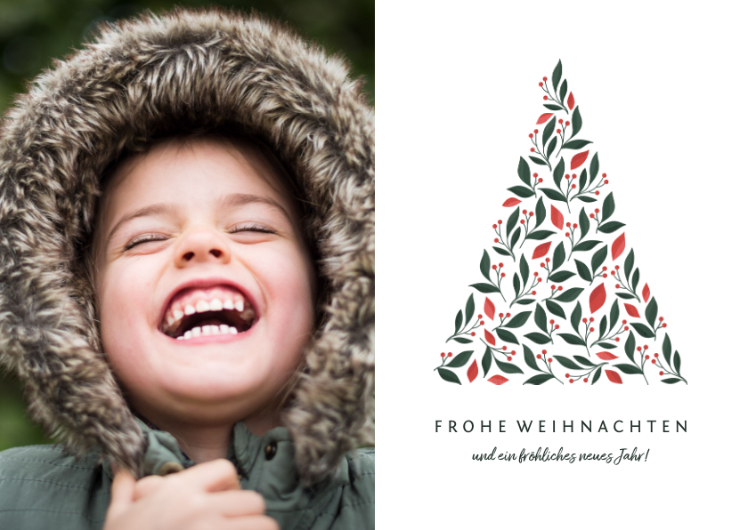 Weihnachtskarten - Foto-Weihnachtskarte mit grafischem Weihnachtsbaum
