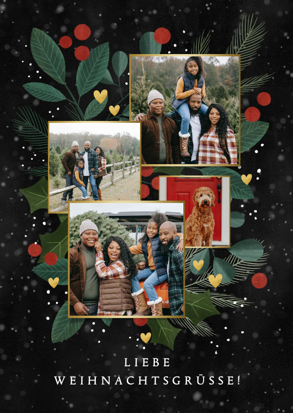 Weihnachtskarten - Grußkarte Weihnachten mit Fotocollage & Zweigen