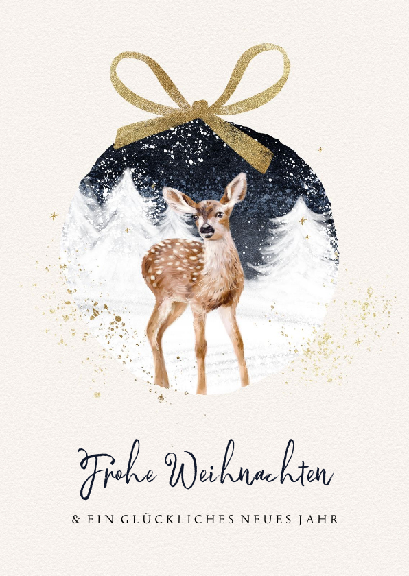 Weihnachtskarten - Grußkarte Weihnachten Rehkitz im Schnee
