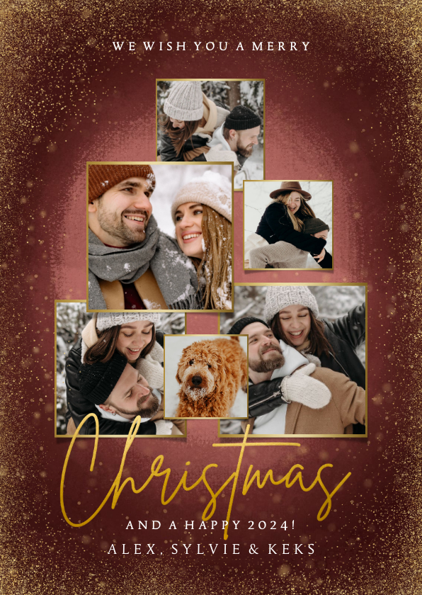 Weihnachtskarten - Karte zu Weihnachten Goldstaub mit Fotocollage 