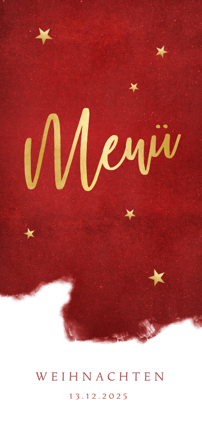 Weihnachtskarten - Menükarte zu Weihnachten rot mit Sternen