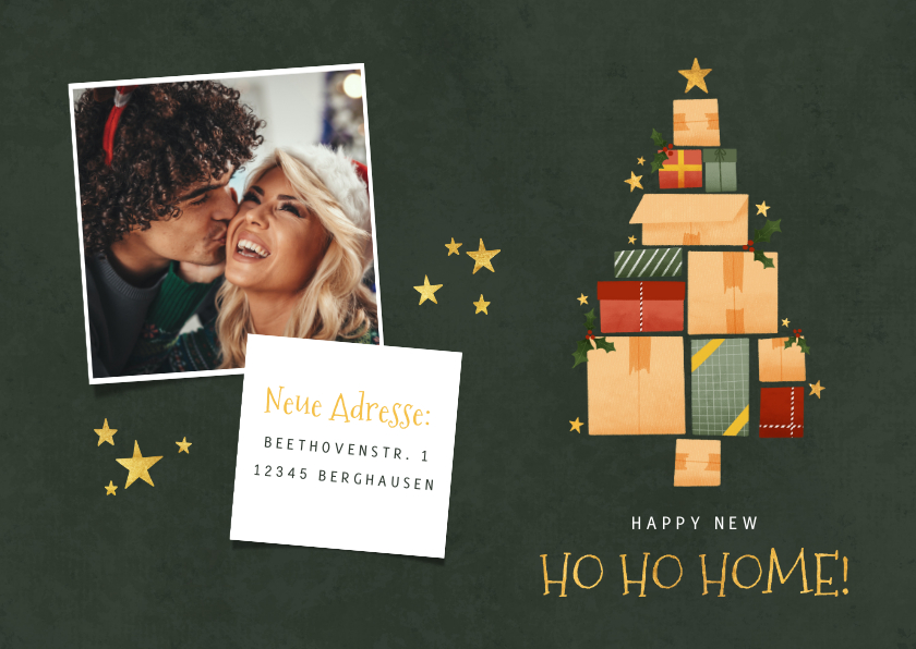Weihnachtskarten - Weihnachts-Umzugskarte Happy New HO HO HOME