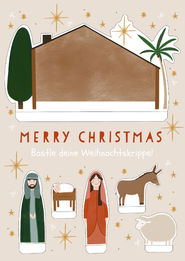 Weihnachtskarten - Weihnachtskarte Bastelbogen Weihnachtskrippe